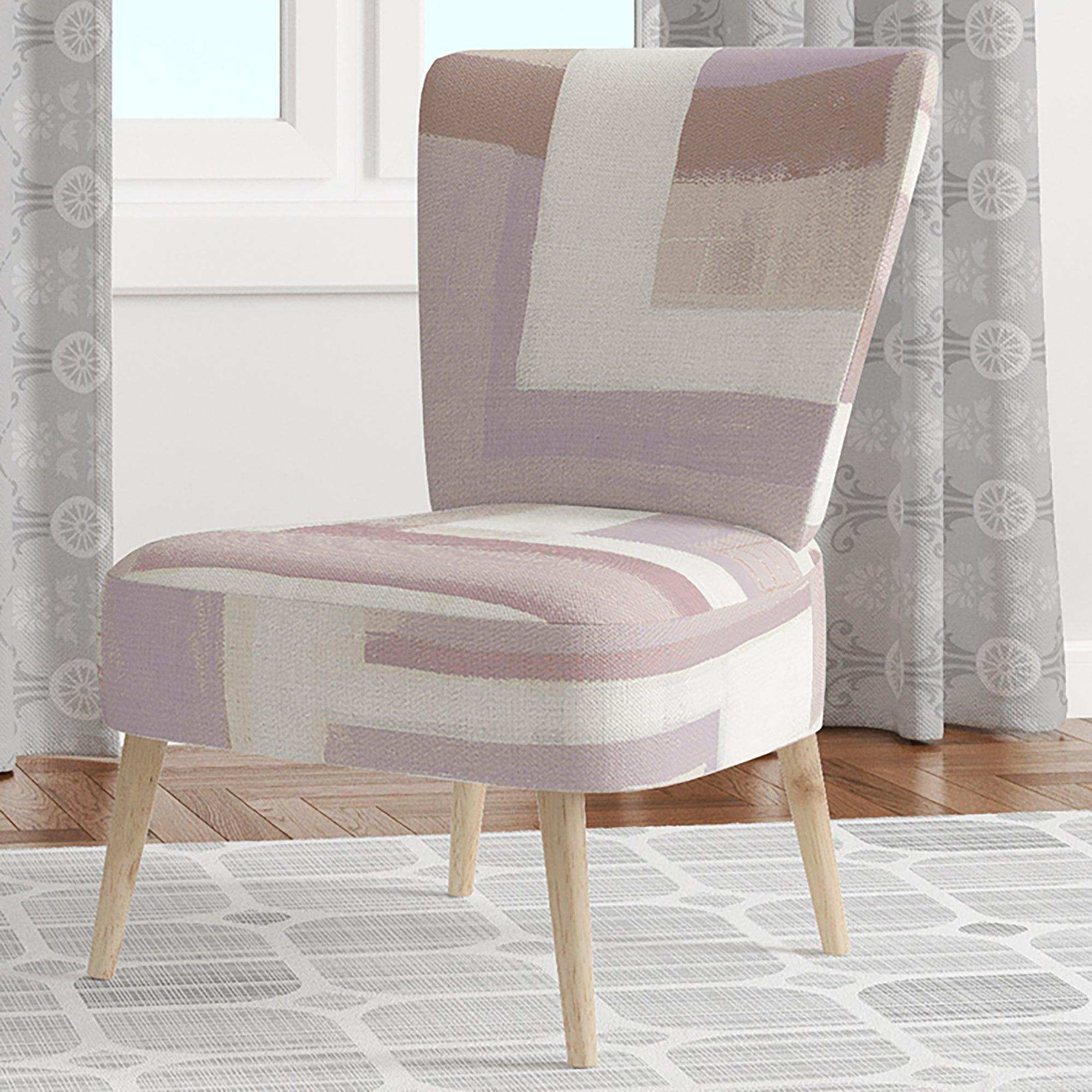 Pink Geometric Form Windows I Transitional Accent Chair