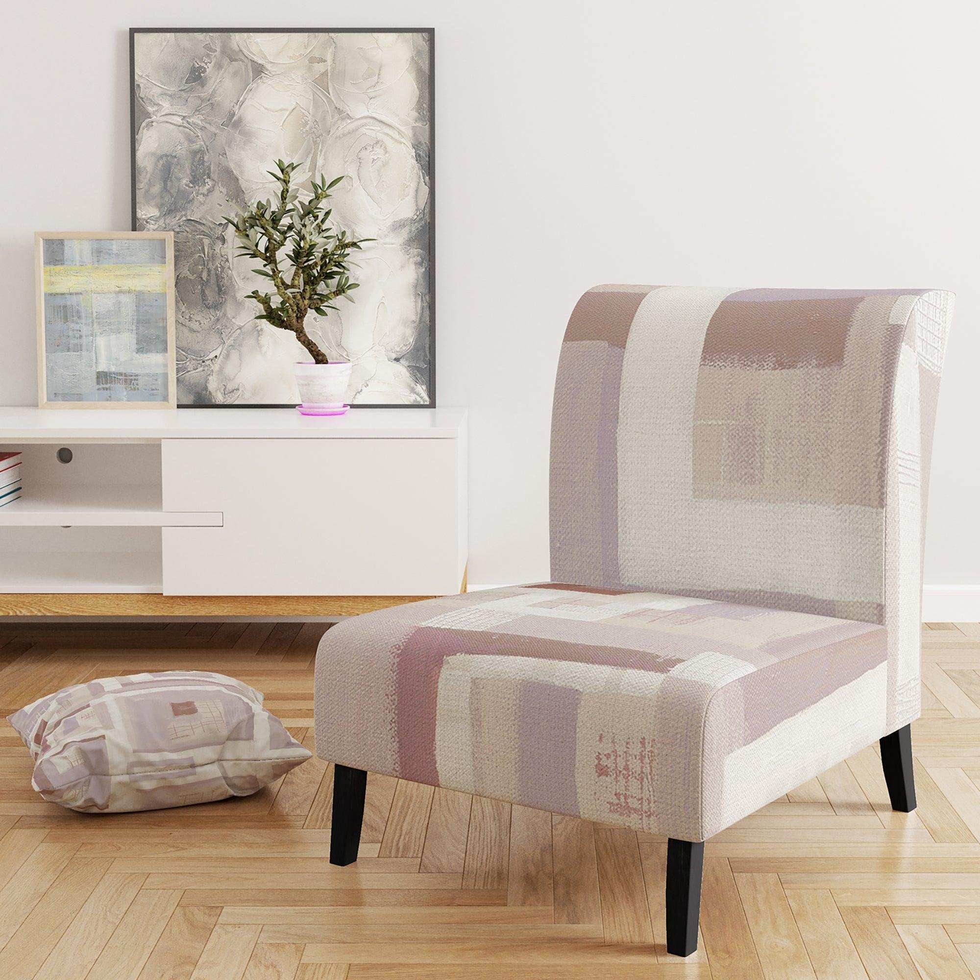 Pink Geometric Form Windows I Transitional Accent Chair