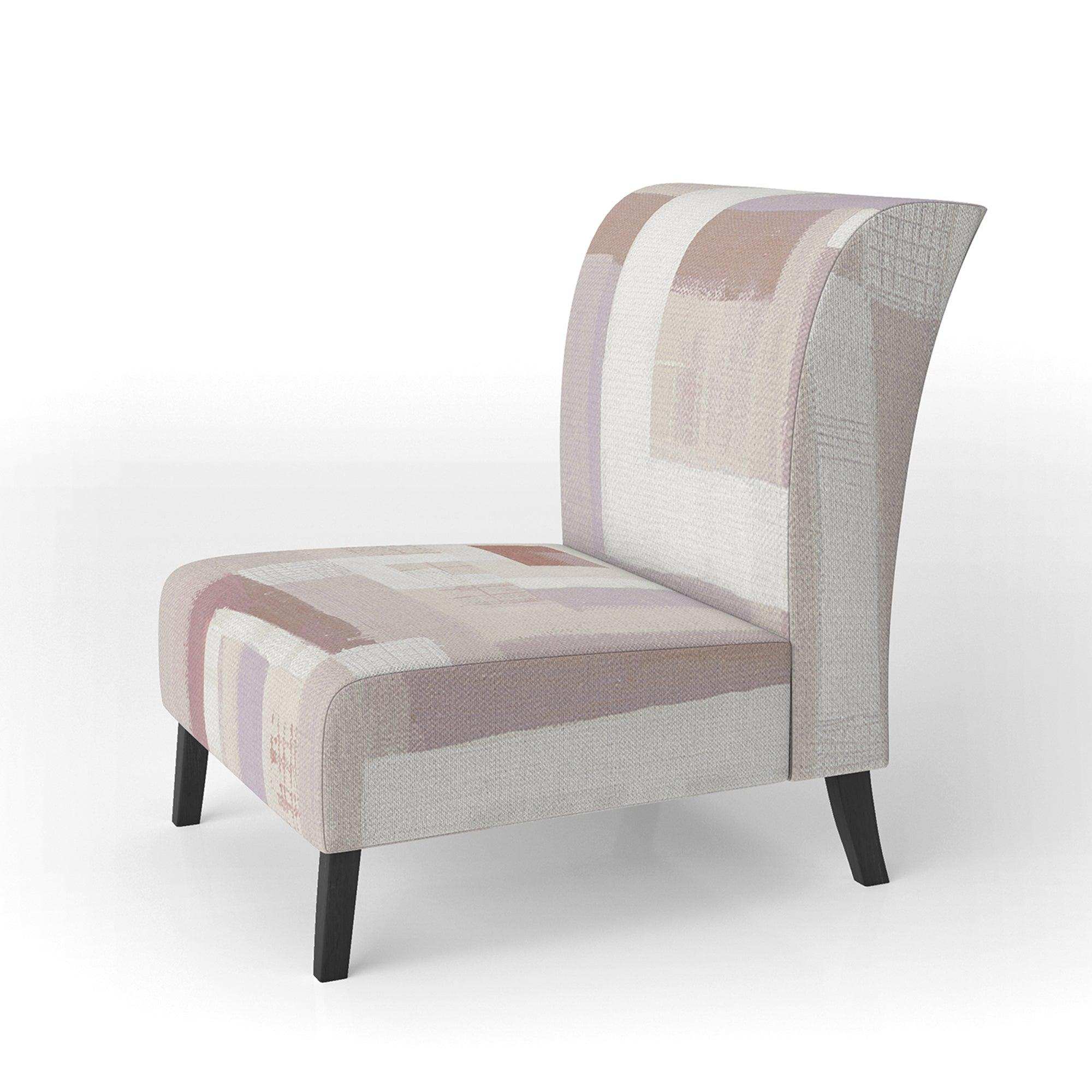 Pink Geometric Form Windows I Transitional Accent Chair