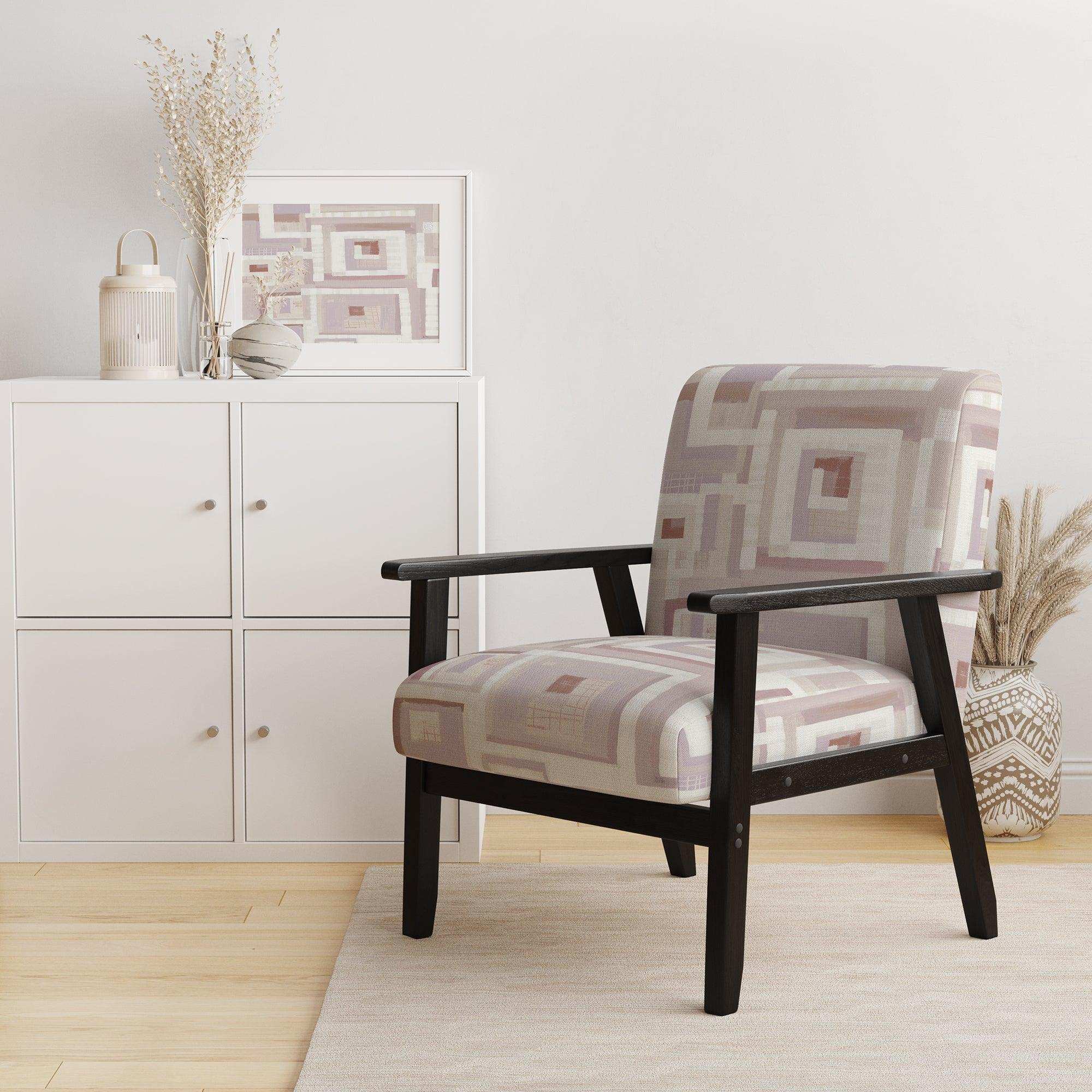 Pink Geometric Form Windows I Transitional Accent Chair