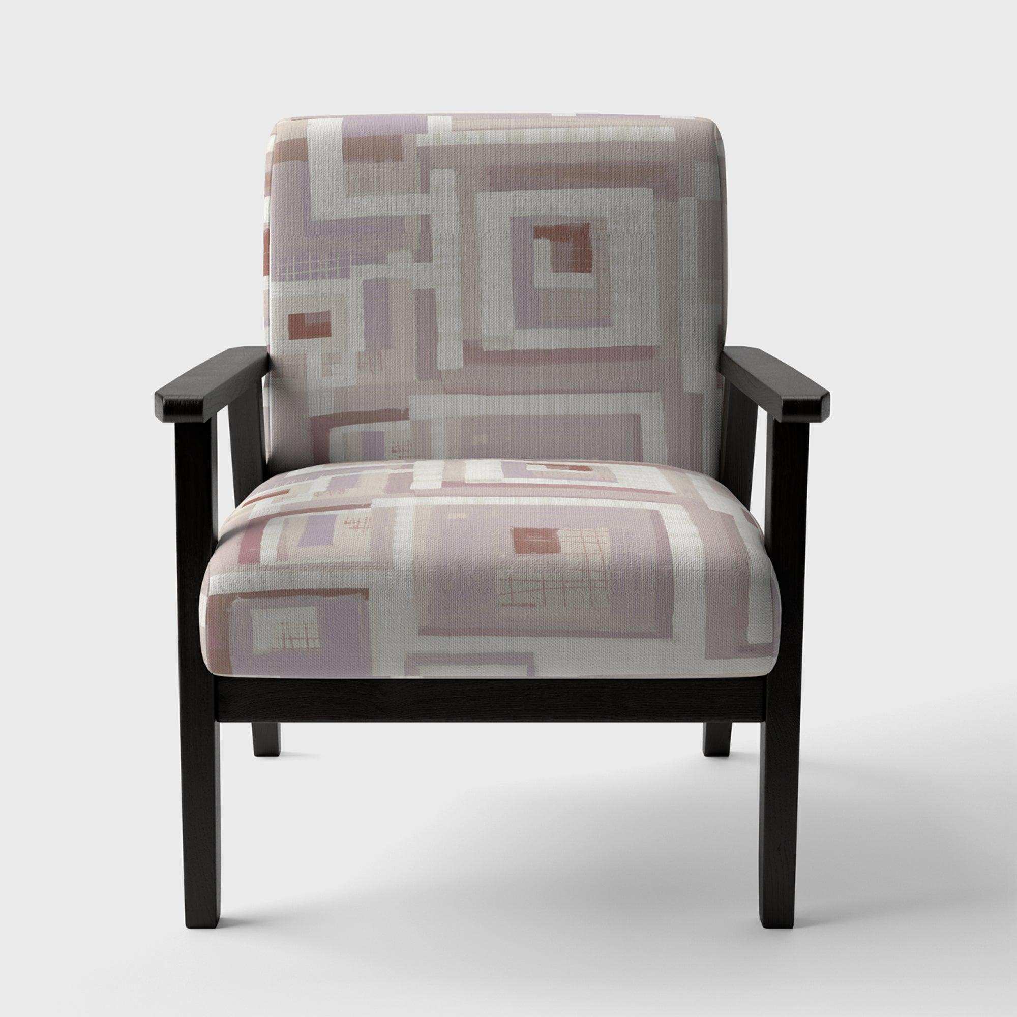Pink Geometric Form Windows I Transitional Accent Chair
