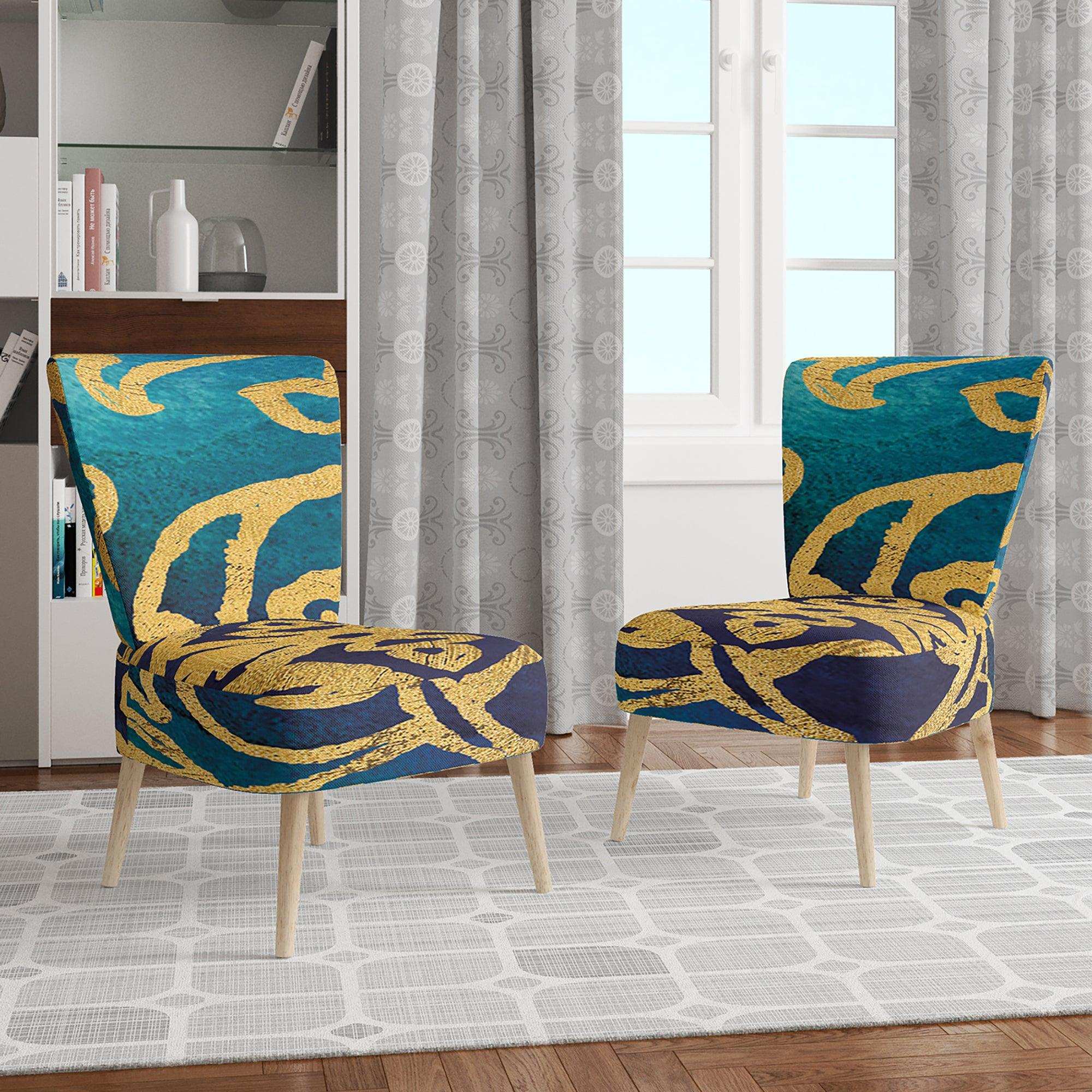 metallic Glam Indigo Form II Transitional Accent Chair
