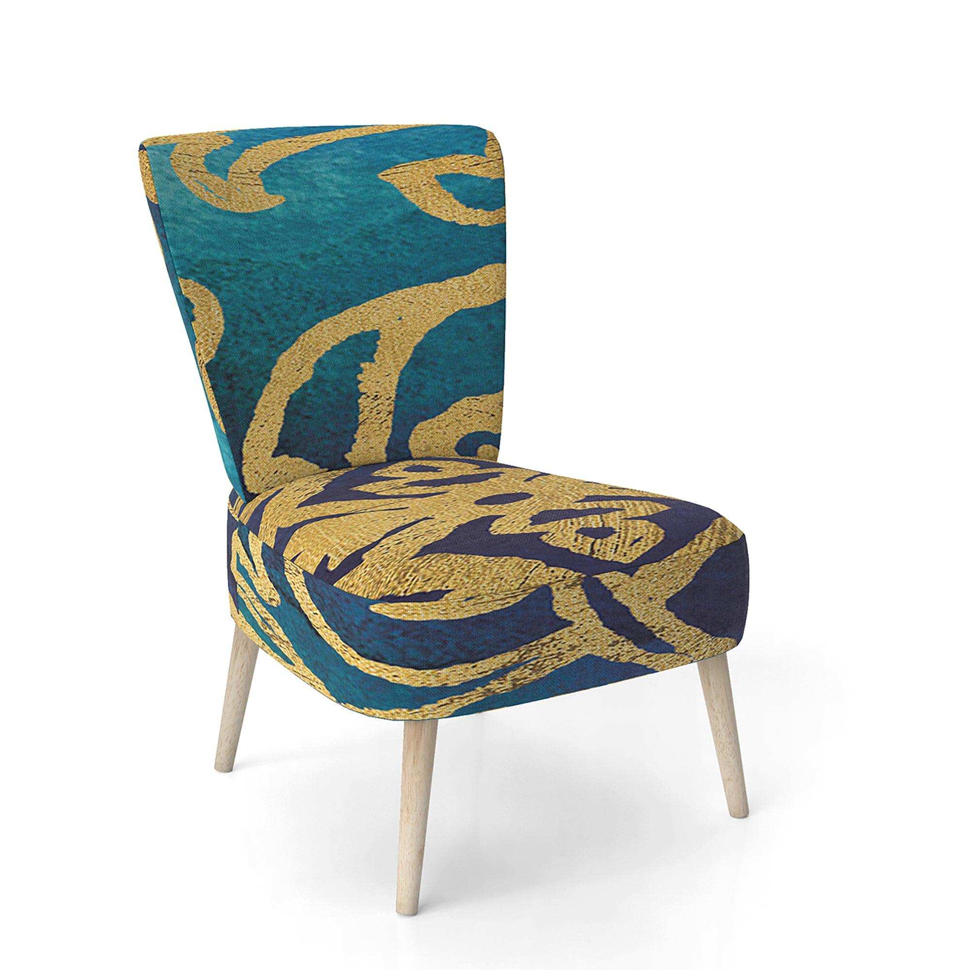 metallic Glam Indigo Form II Transitional Accent Chair
