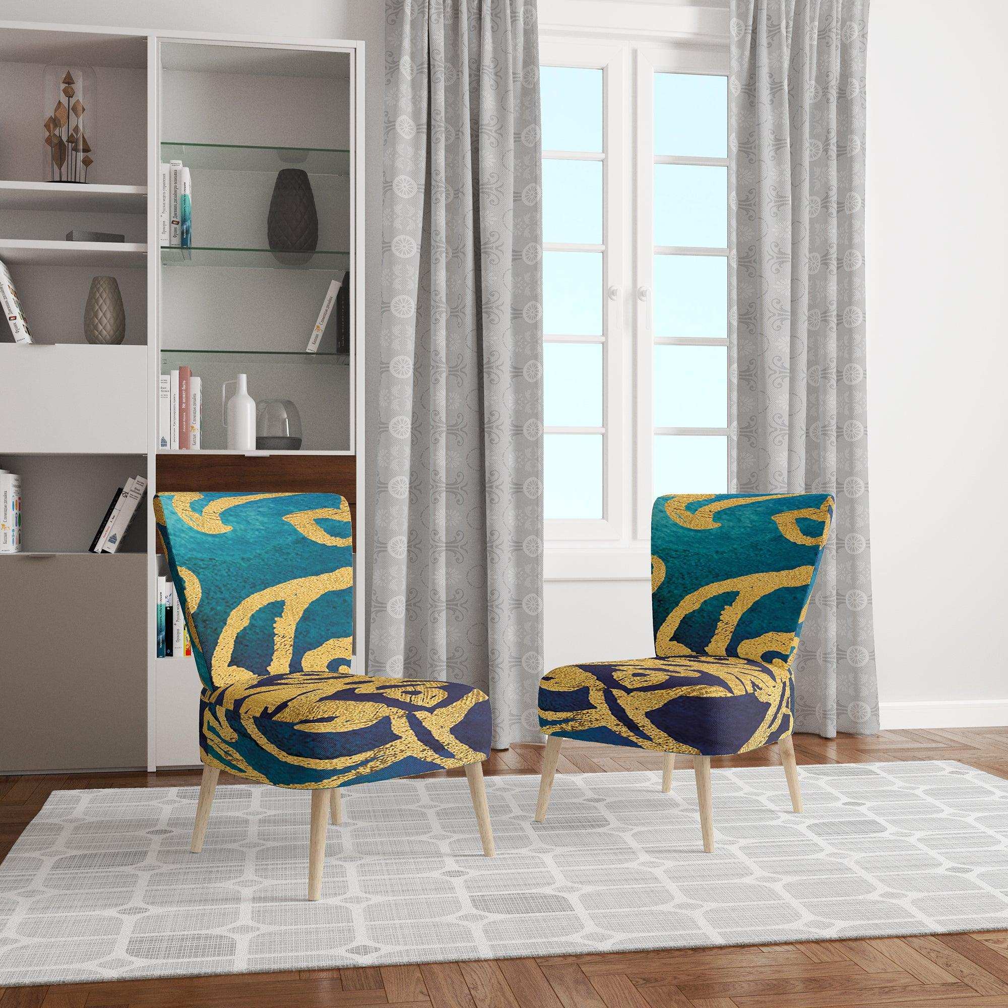 metallic Glam Indigo Form II Transitional Accent Chair