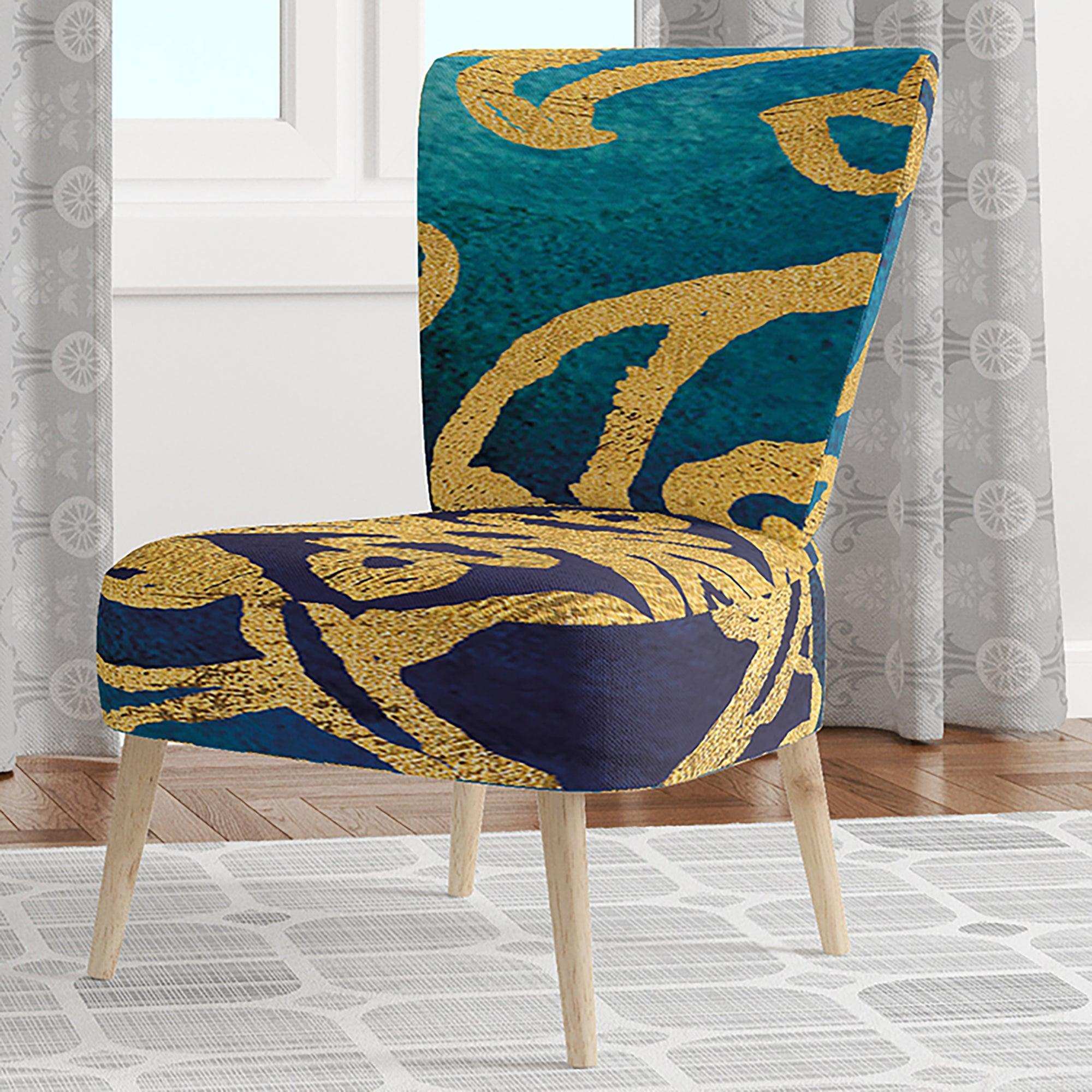 metallic Glam Indigo Form II Transitional Accent Chair
