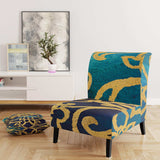 metallic Glam Indigo Form II Transitional Accent Chair