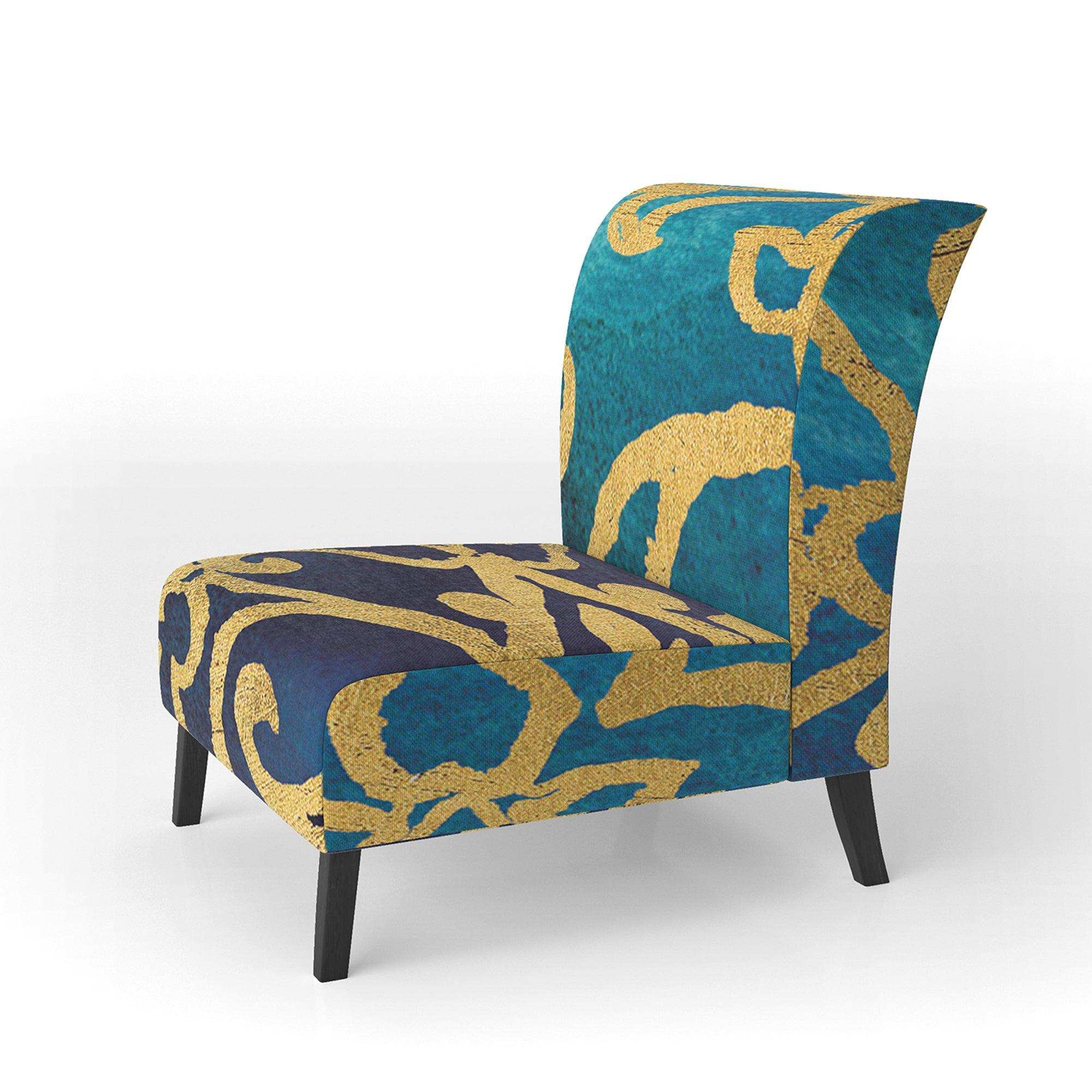 metallic Glam Indigo Form II Transitional Accent Chair