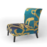 metallic Glam Indigo Form II Transitional Accent Chair