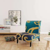 metallic Glam Indigo Form II Transitional Accent Chair