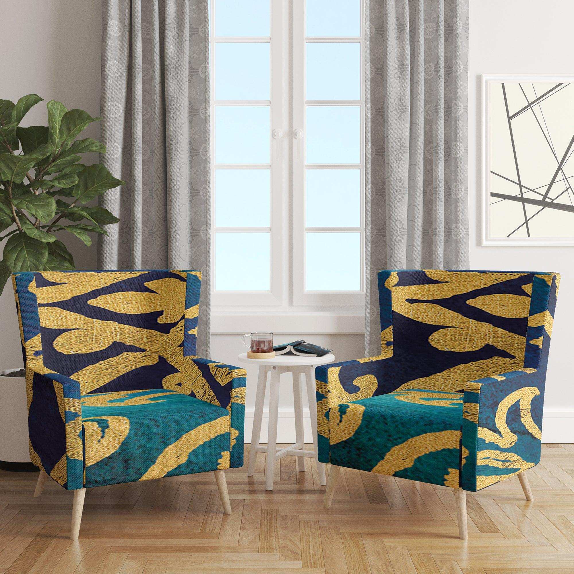 metallic Glam Indigo Form II Transitional Accent Chair
