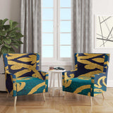 metallic Glam Indigo Form II Transitional Accent Chair