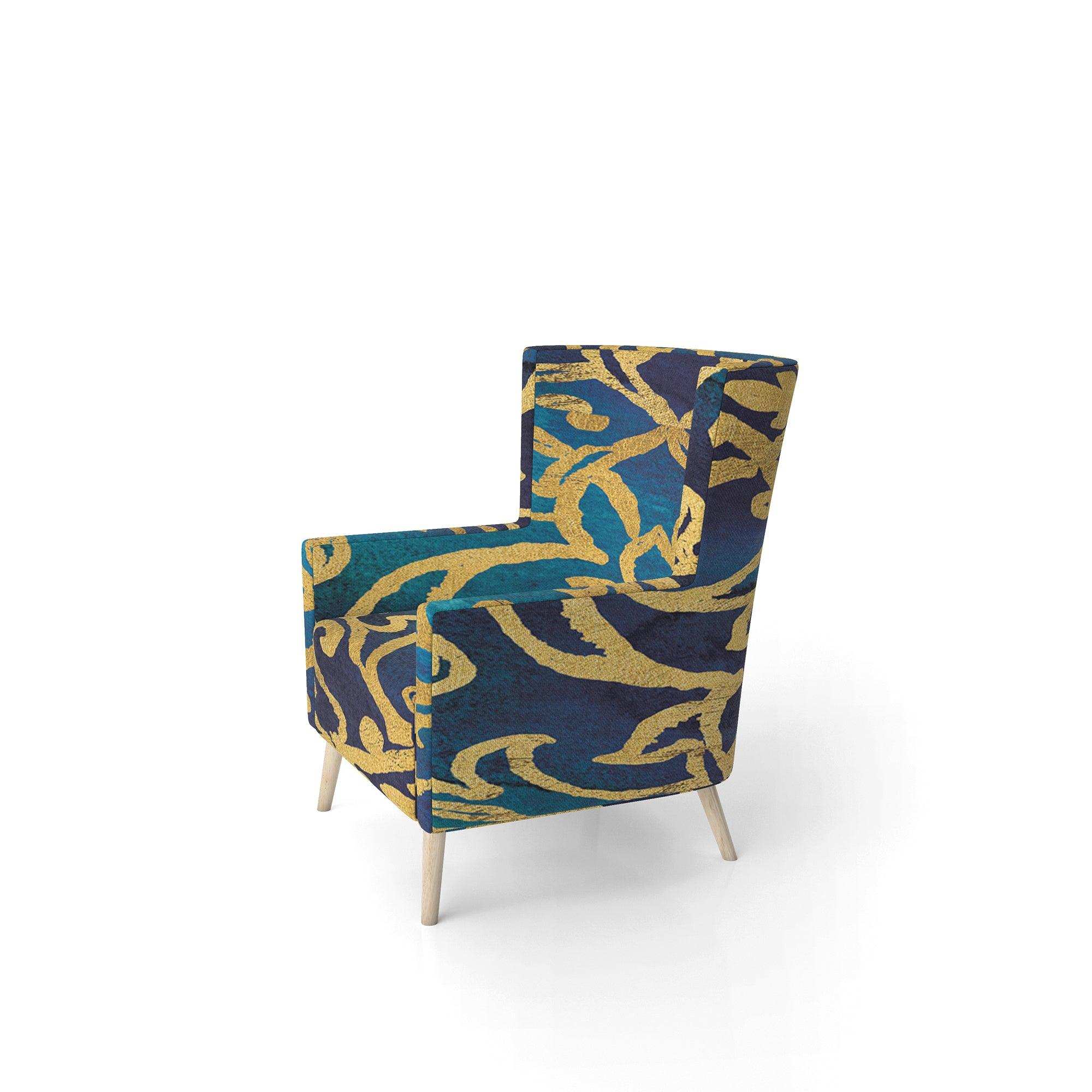 metallic Glam Indigo Form II Transitional Accent Chair