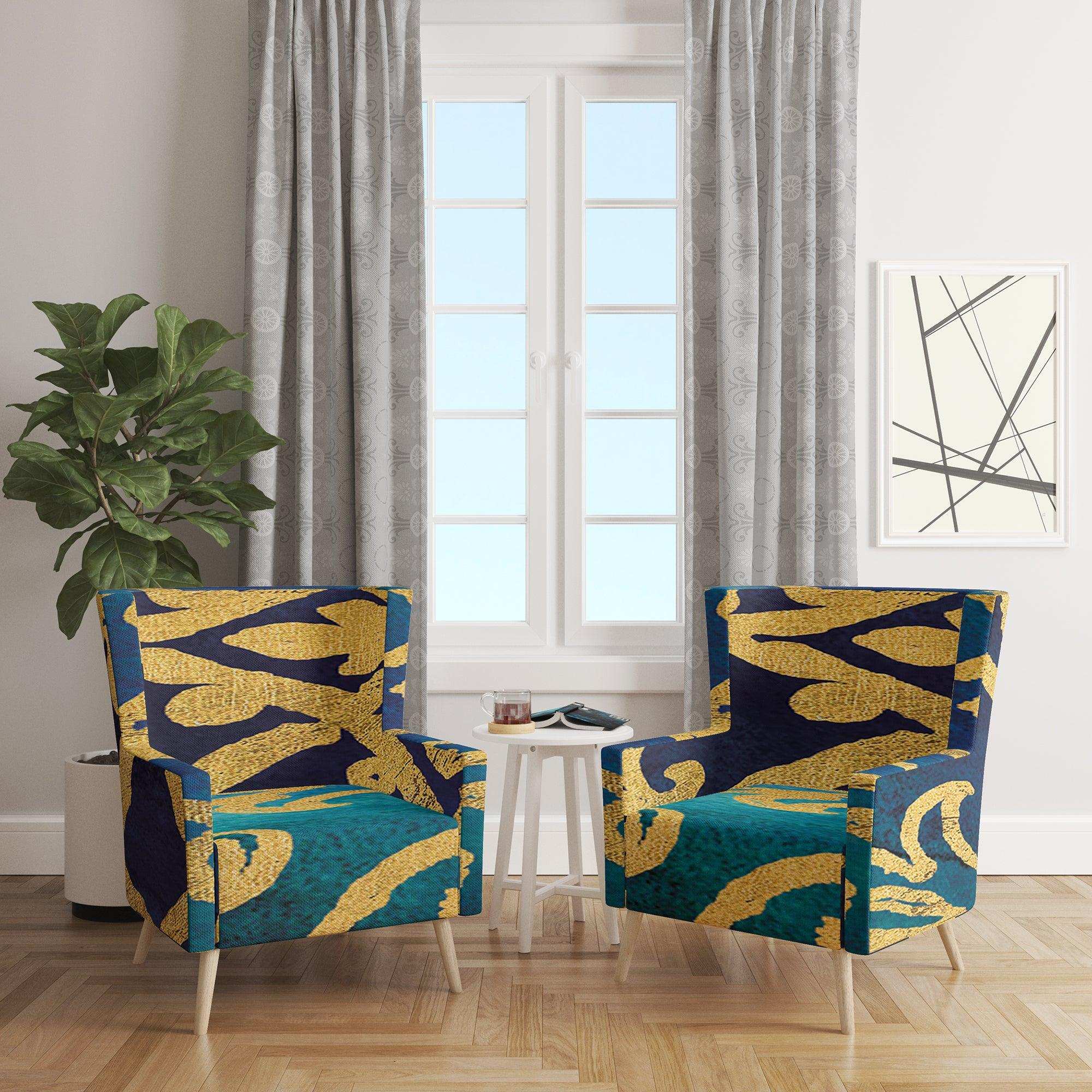metallic Glam Indigo Form II Transitional Accent Chair