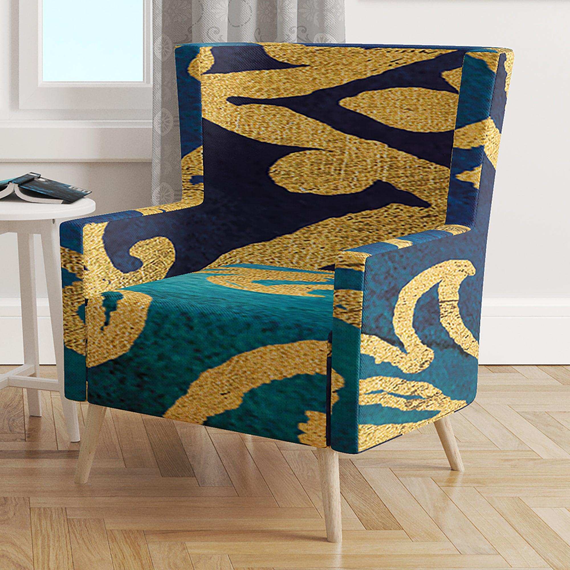 metallic Glam Indigo Form II Transitional Accent Chair