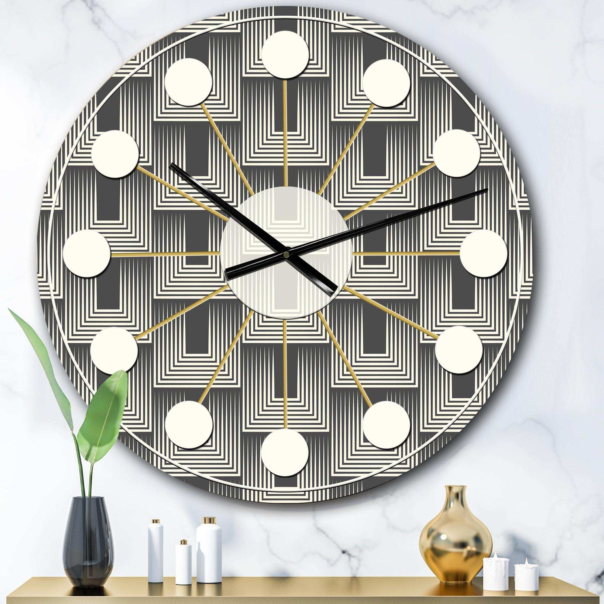 Mimimal Black and White Design I - Mid-Century Modern Metal Wall Clock
