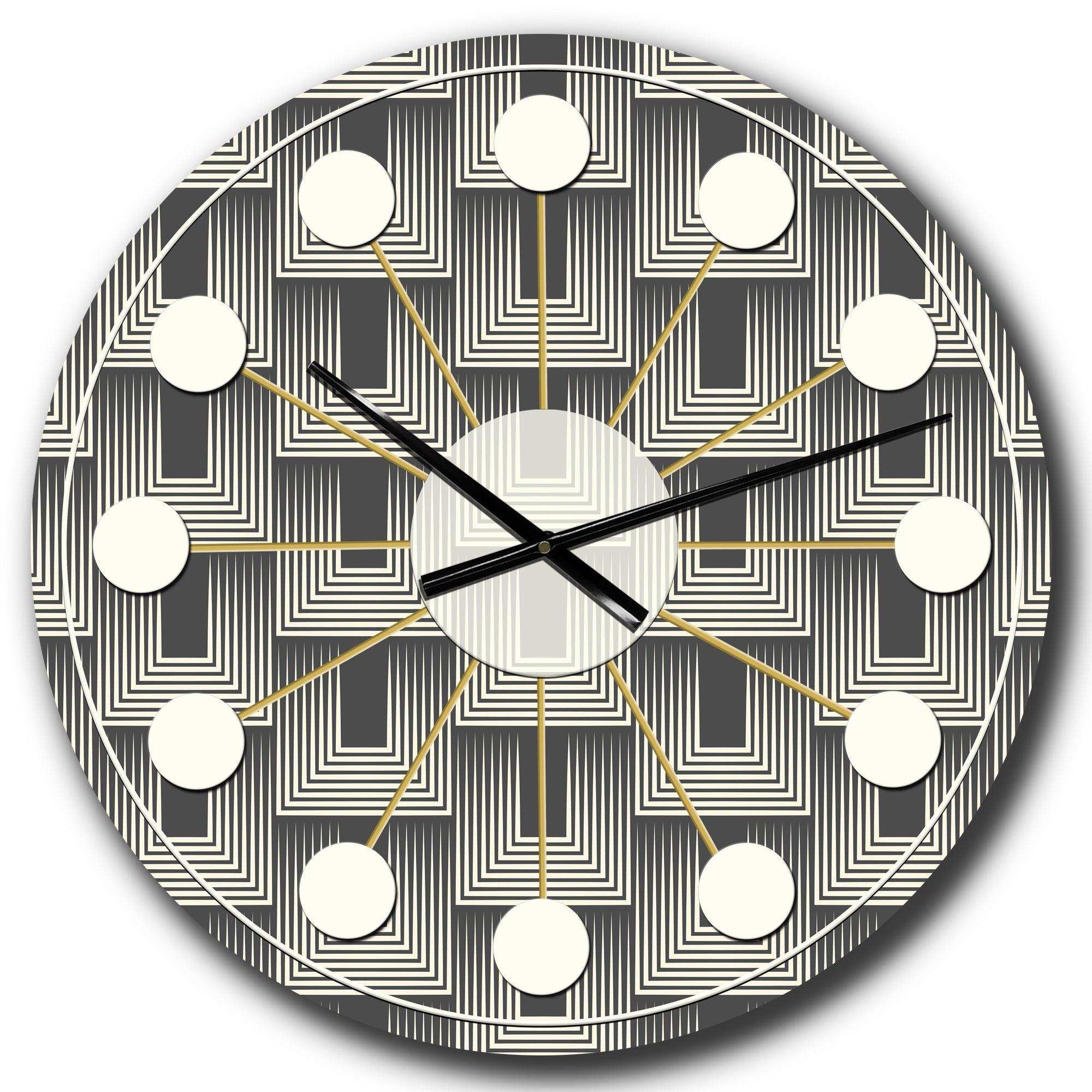 Mimimal Black and White Design I - Mid-Century Modern Metal Wall Clock