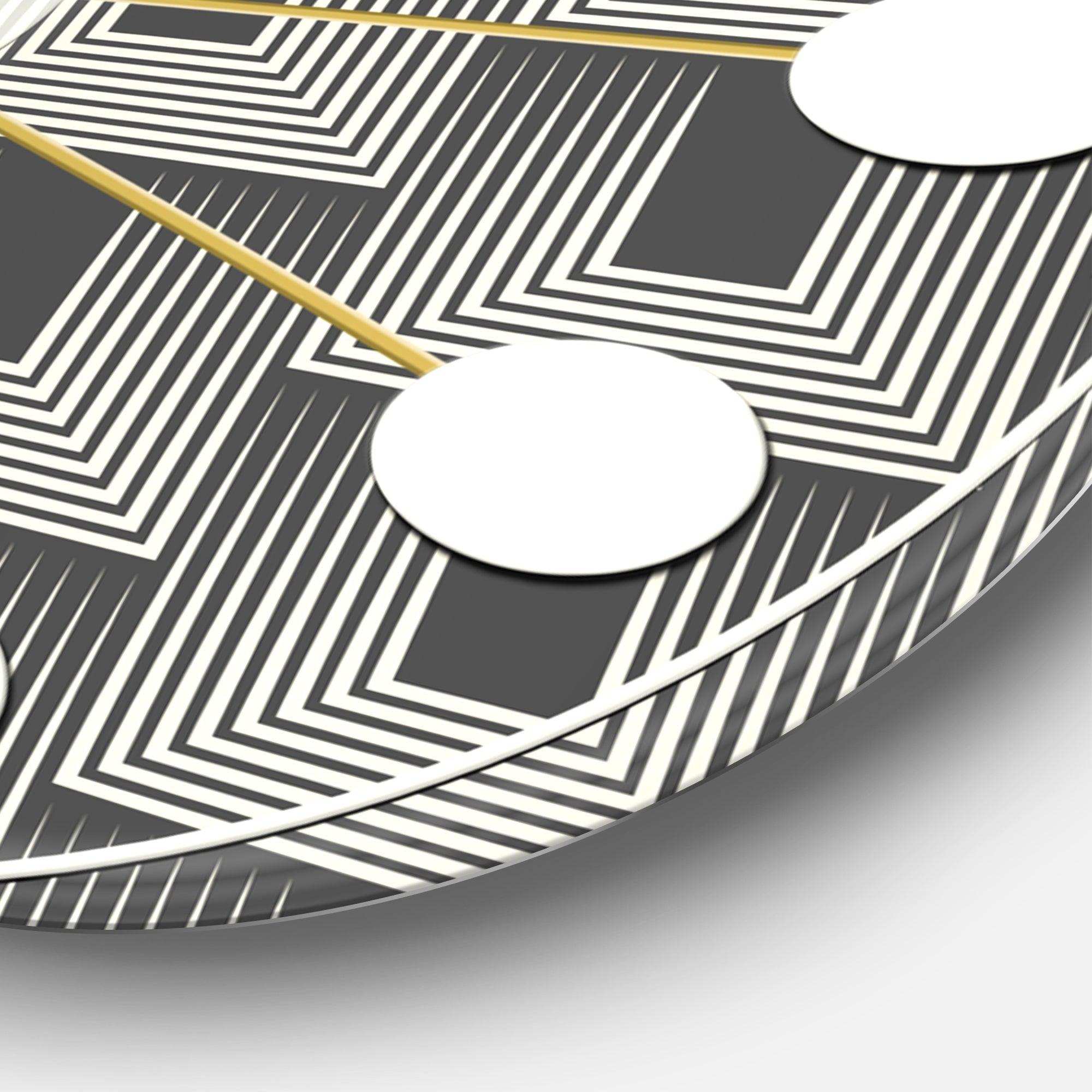 Mimimal Black and White Design I - Mid-Century Modern Metal Wall Clock