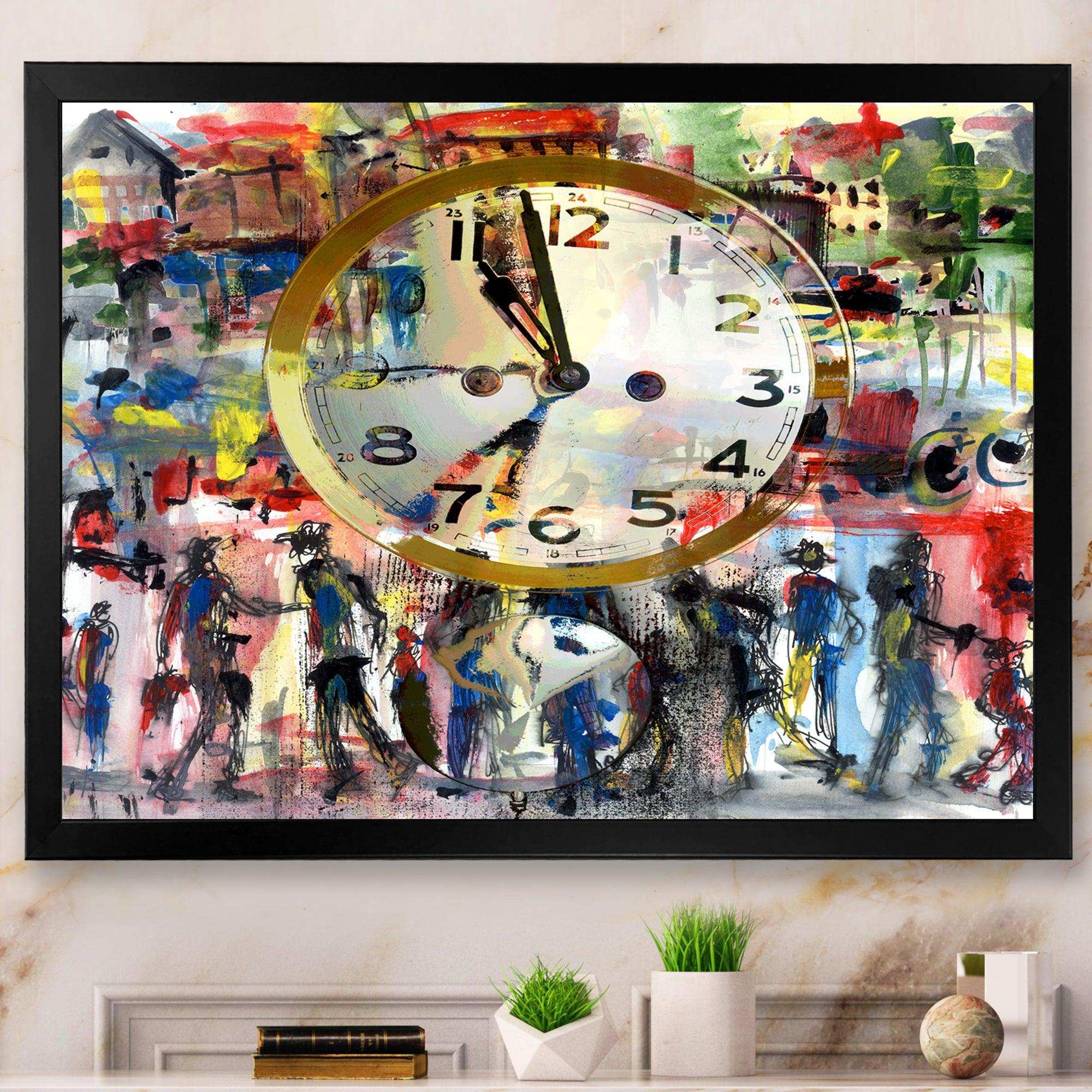 People and Time Acrylic Watercolor - Modern Bedroom Wall Art