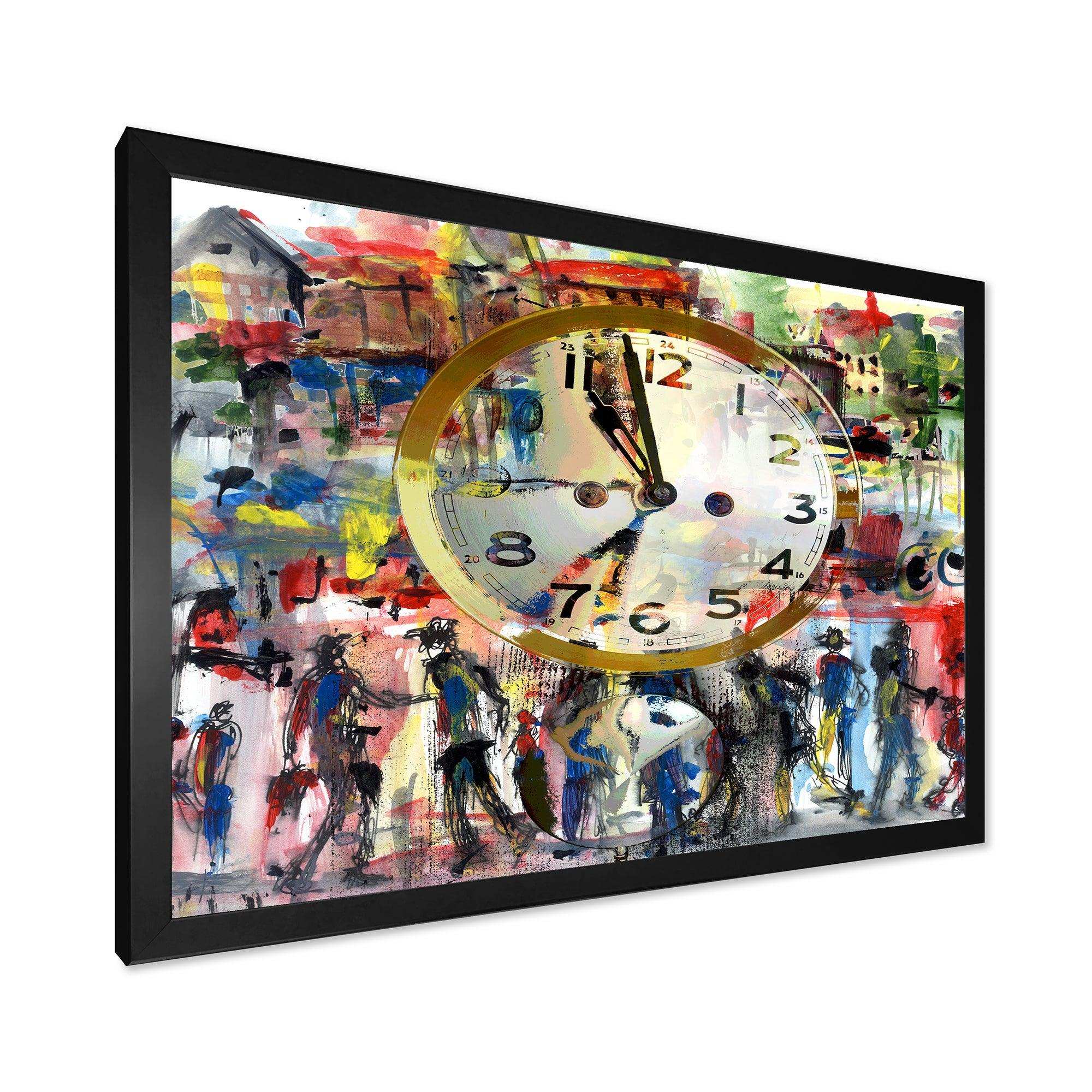 People and Time Acrylic Watercolor - Modern Bedroom Wall Art