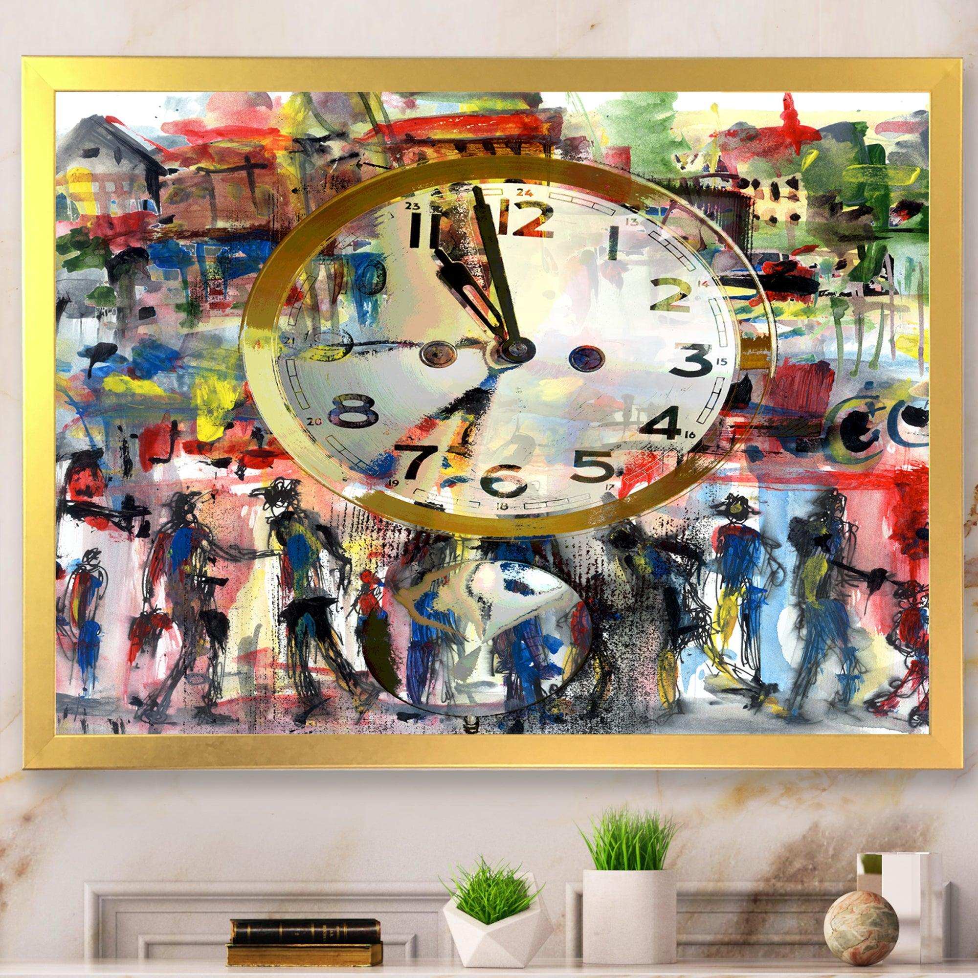 People and Time Acrylic Watercolor - Modern Bedroom Wall Art