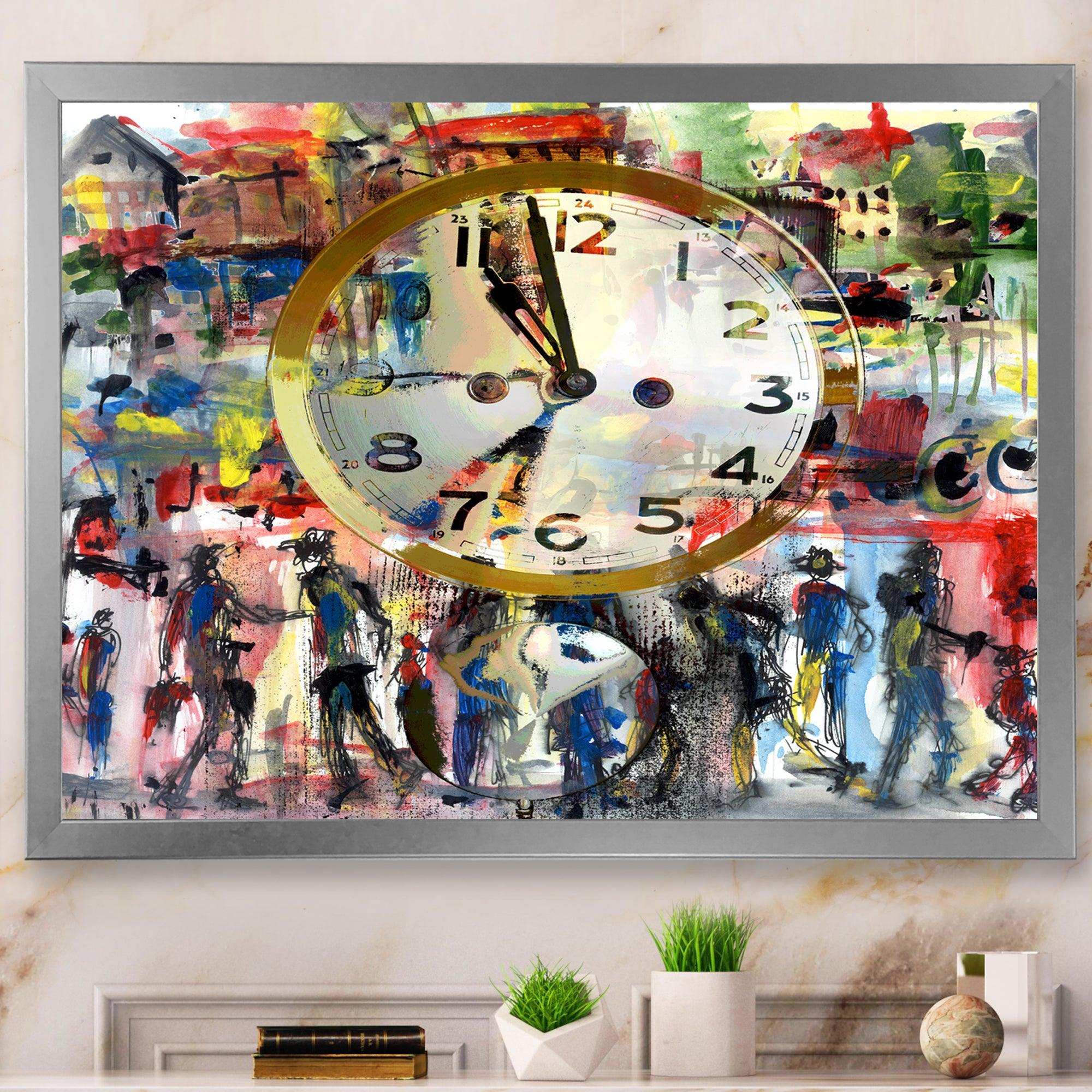 People and Time Acrylic Watercolor - Modern Bedroom Wall Art