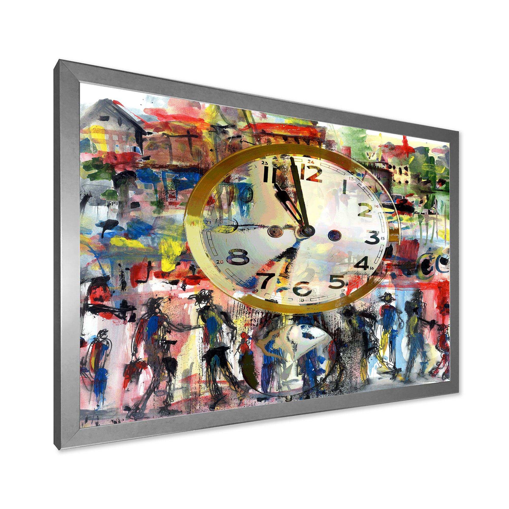People and Time Acrylic Watercolor - Modern Bedroom Wall Art