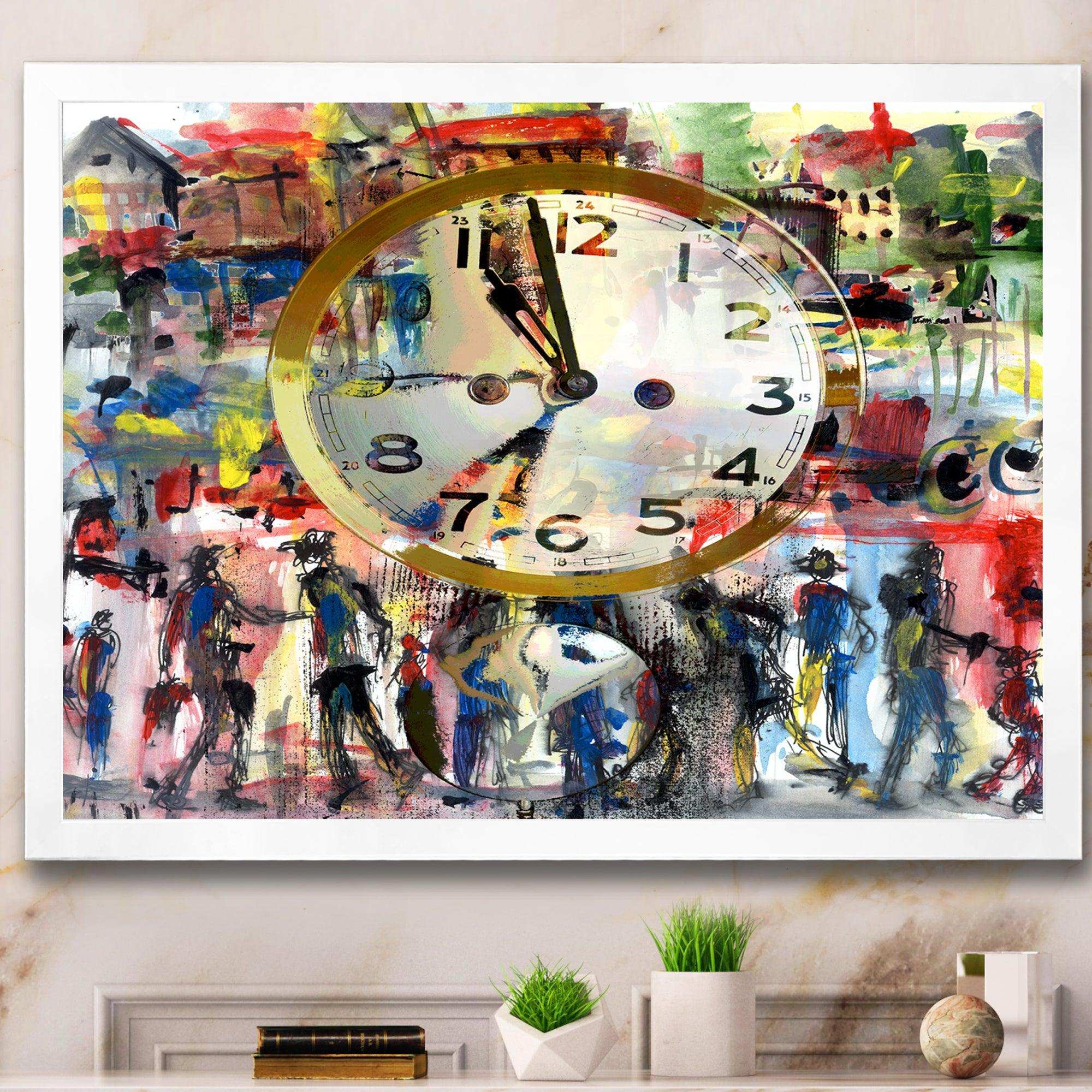 People and Time Acrylic Watercolor - Modern Bedroom Wall Art