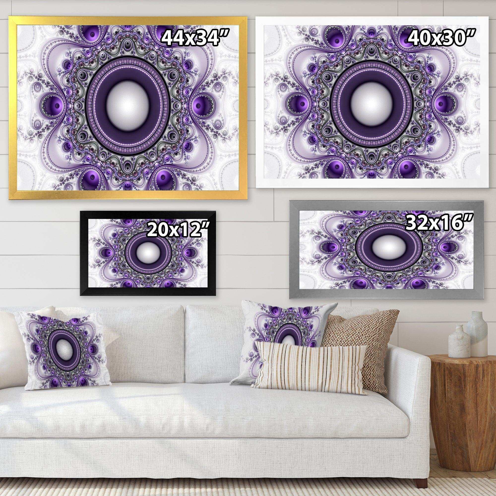 Purple Fractal Pattern with Circles - Modern Wall Art Prints