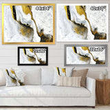 Gold and Black on White Acrylic Marble - Modern Living Room Wall Decor