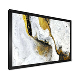 Gold and Black on White Acrylic Marble - Modern Living Room Wall Decor