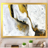 Gold and Black on White Acrylic Marble - Modern Living Room Wall Decor