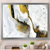 Gold and Black on White Acrylic Marble - Modern Living Room Wall Decor