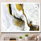 Gold and Black on White Acrylic Marble - Modern Living Room Wall Decor