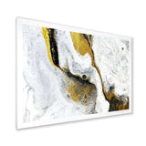 Gold and Black on White Acrylic Marble - Modern Living Room Wall Decor