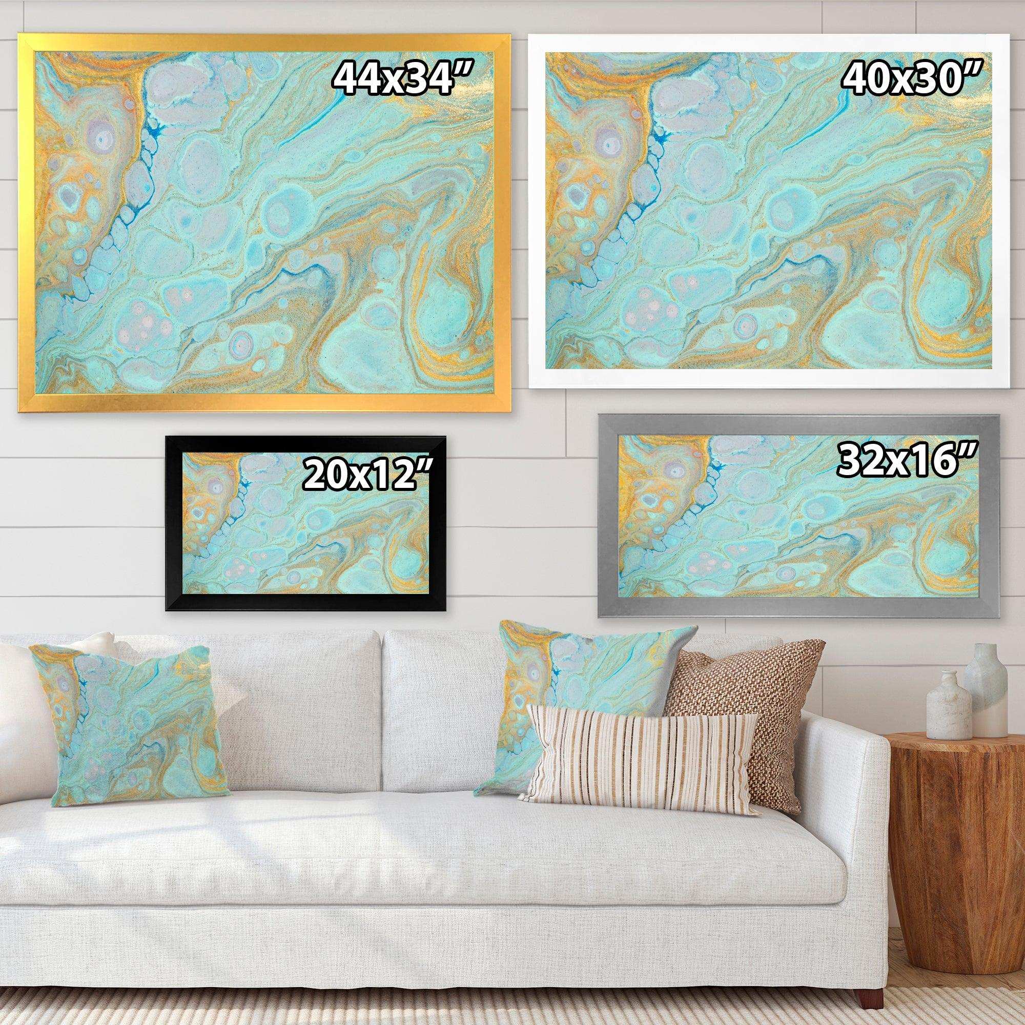 Blue and Gold Marble Agate Ripples II - Wall Art Prints