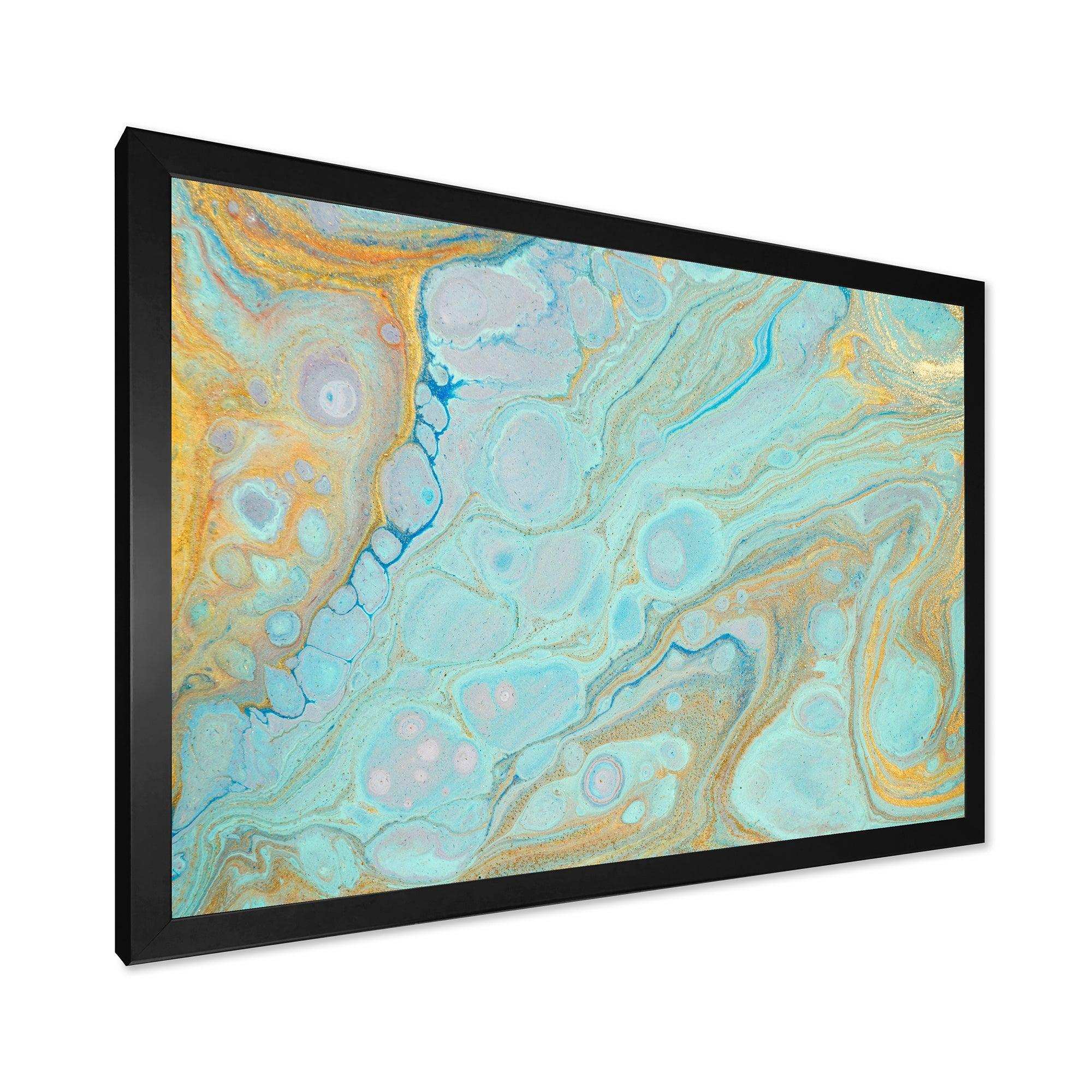 Blue and Gold Marble Agate Ripples II - Wall Art Prints