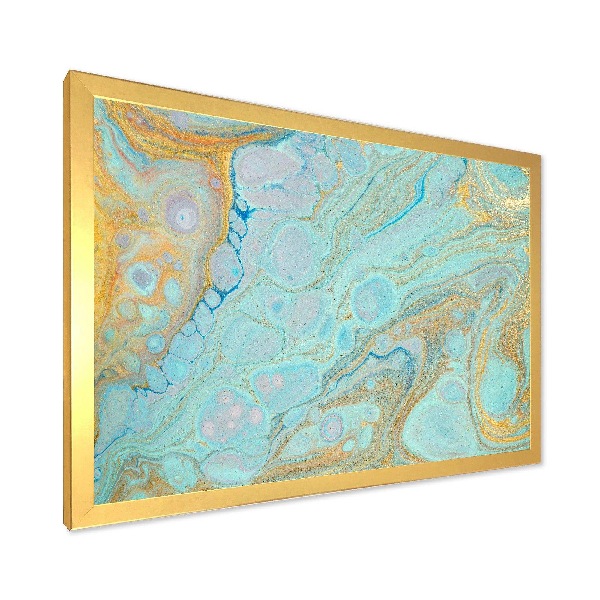 Blue and Gold Marble Agate Ripples II - Wall Art Prints