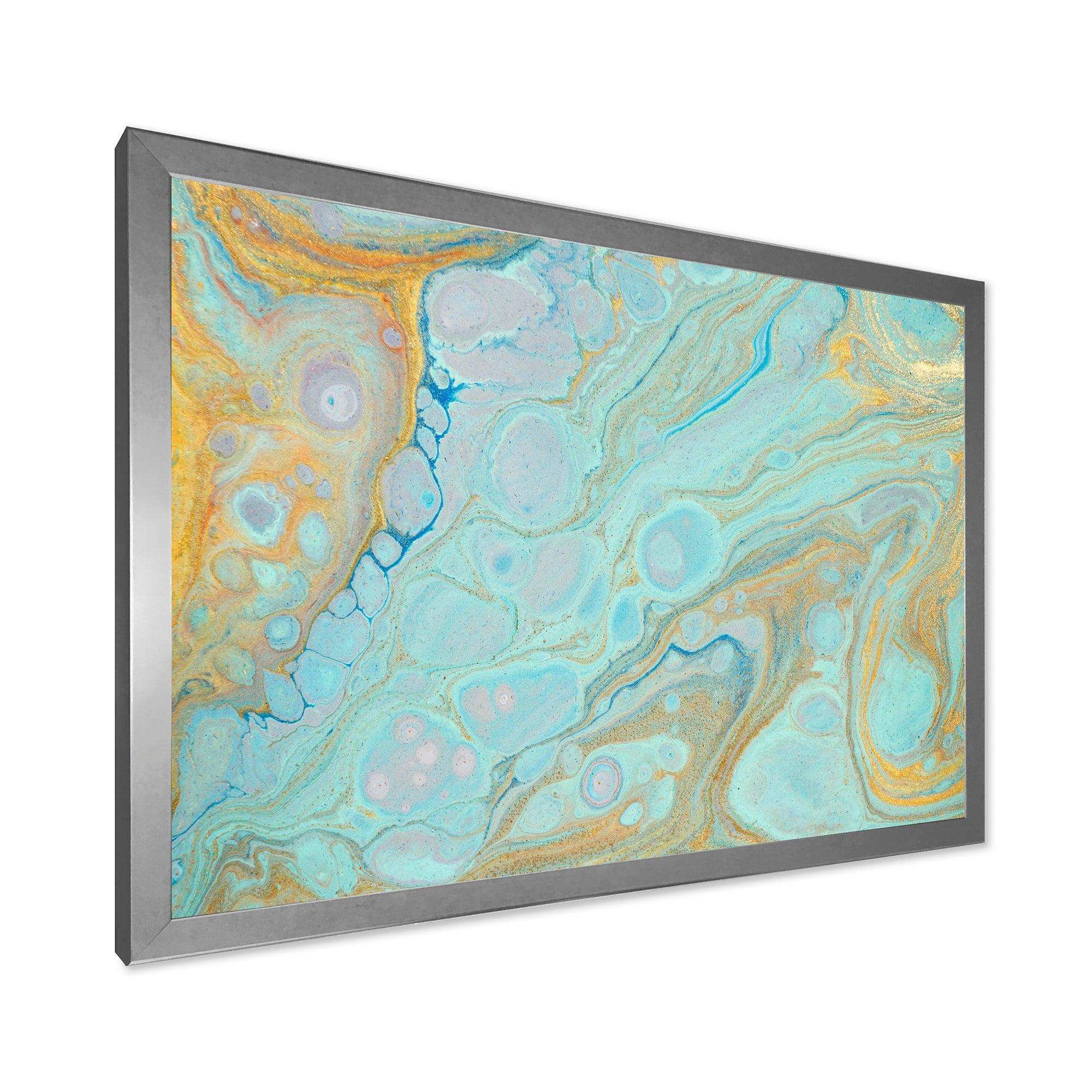 Blue and Gold Marble Agate Ripples II - Wall Art Prints