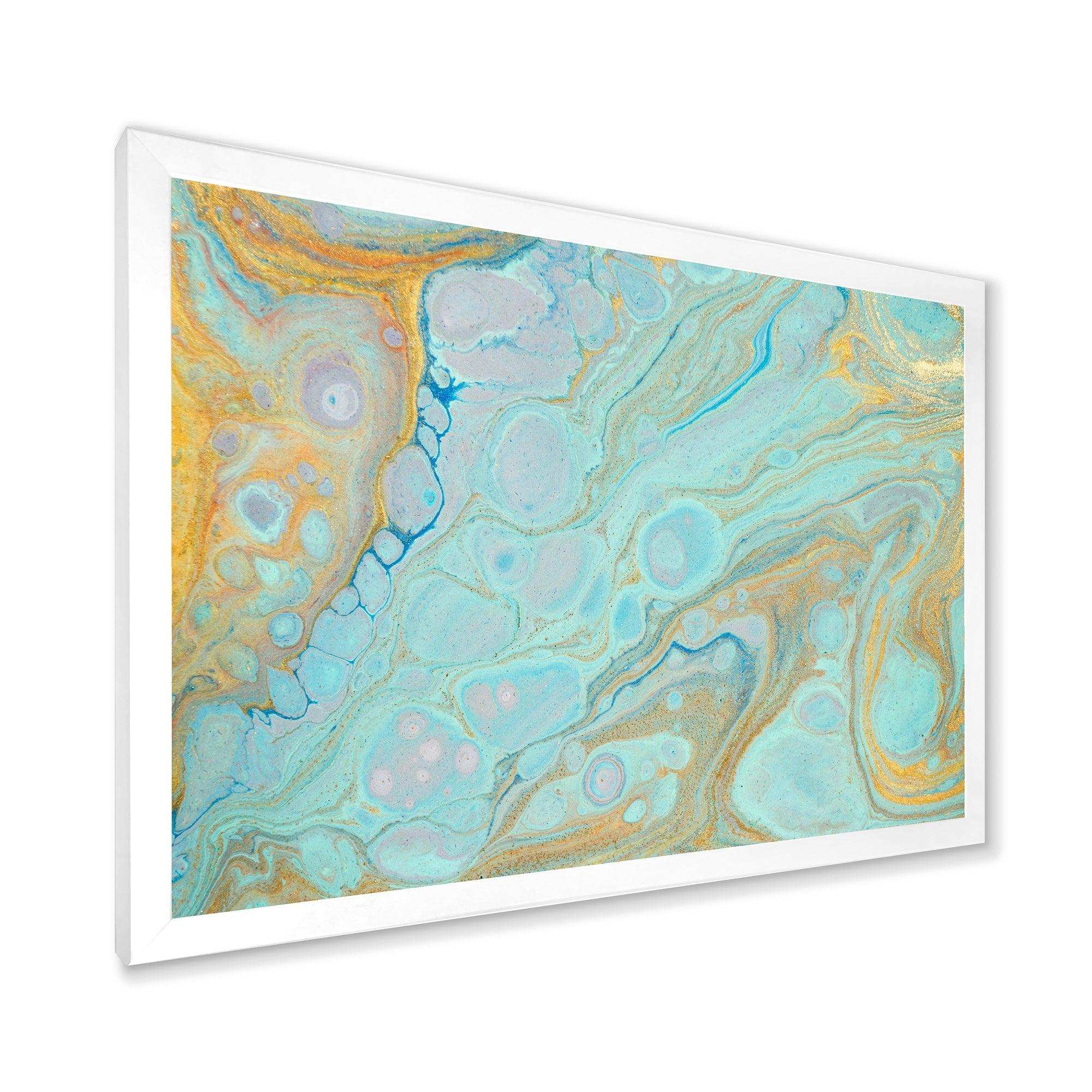 Blue and Gold Marble Agate Ripples II - Wall Art Prints