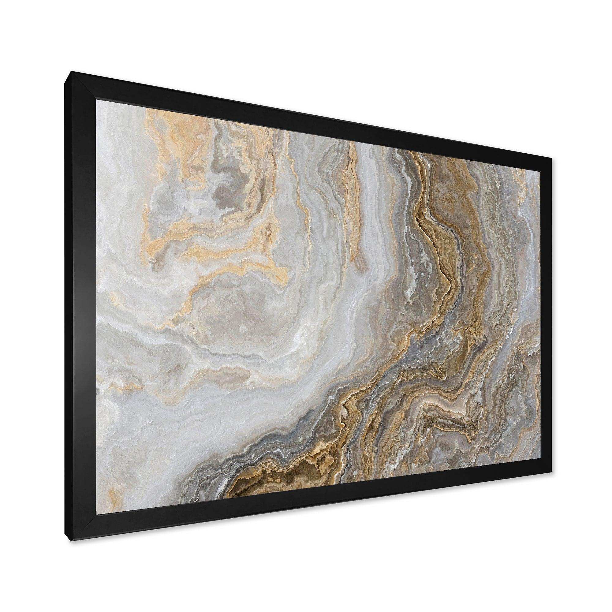 White Marble with Curley Grey and Gold Veins - Bedroom Wall Art