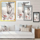 watercolors Pink Wild Horses II - Traditional Living Room Wall Decor