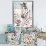 watercolors Pink Wild Horses II - Traditional Living Room Wall Decor