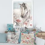 watercolors Pink Wild Horses II - Traditional Living Room Wall Decor