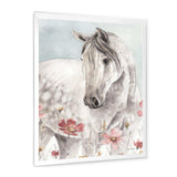 watercolors Pink Wild Horses II - Traditional Living Room Wall Decor