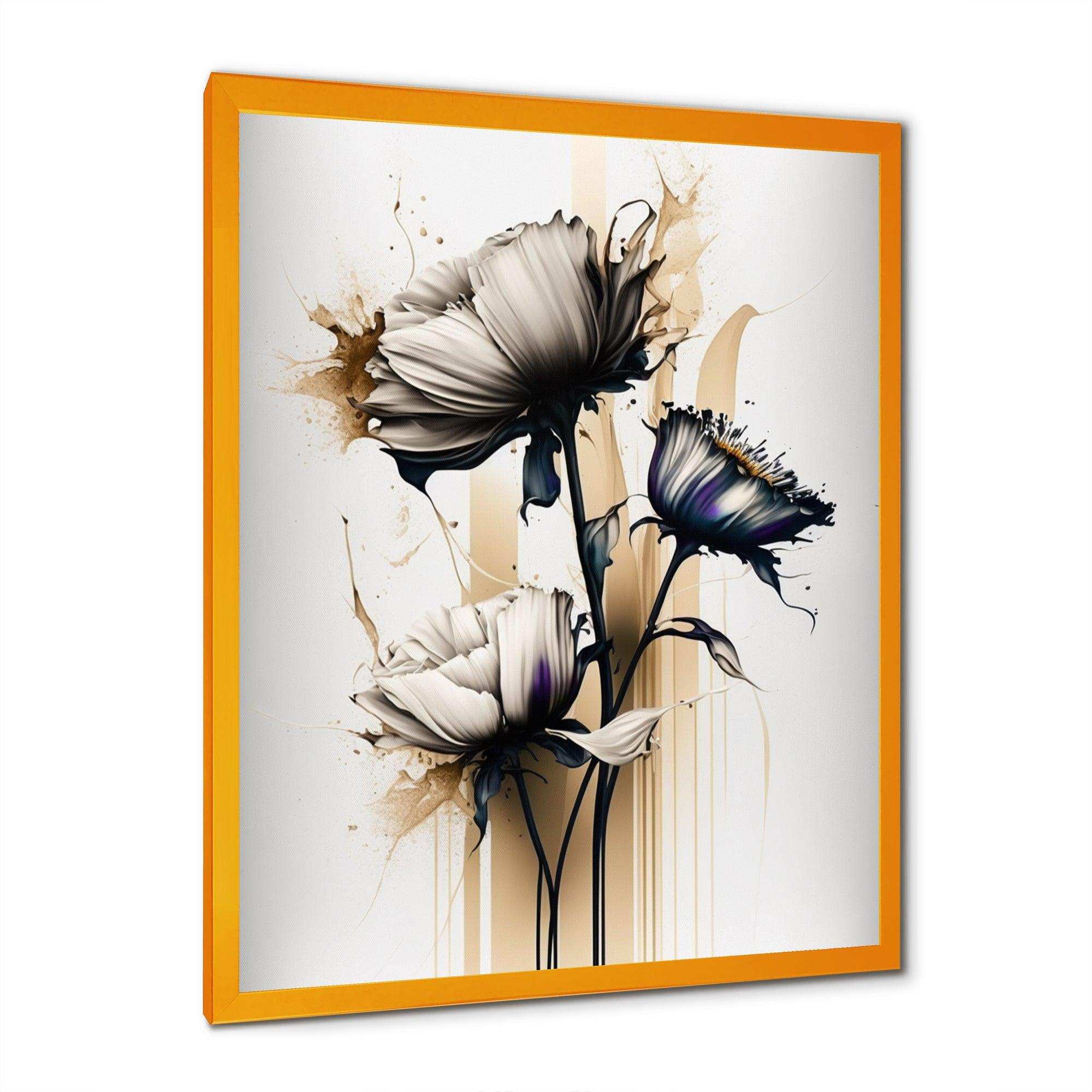 White Gerbera Flower On Golden Beige Paint II