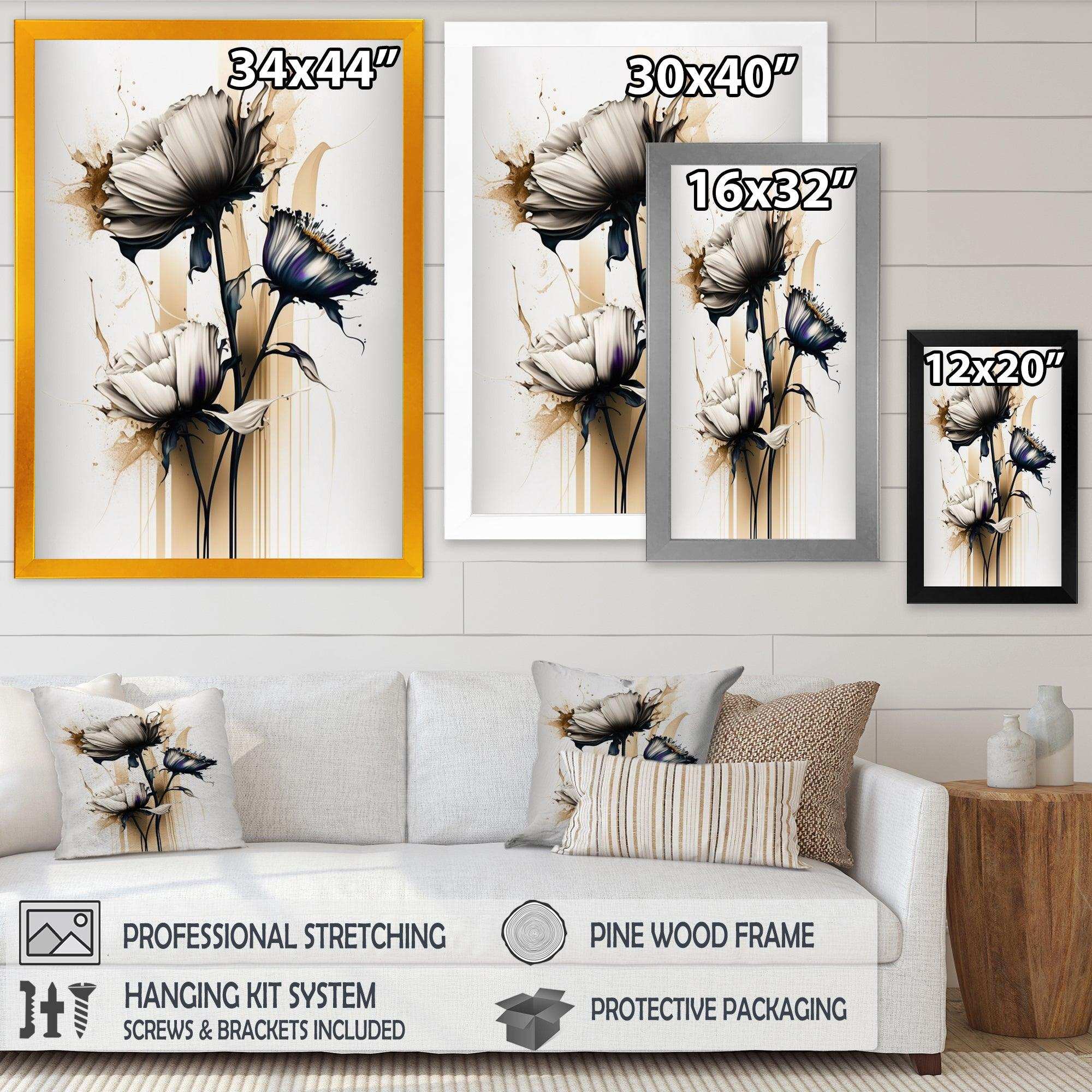 White Gerbera Flower On Golden Beige Paint II