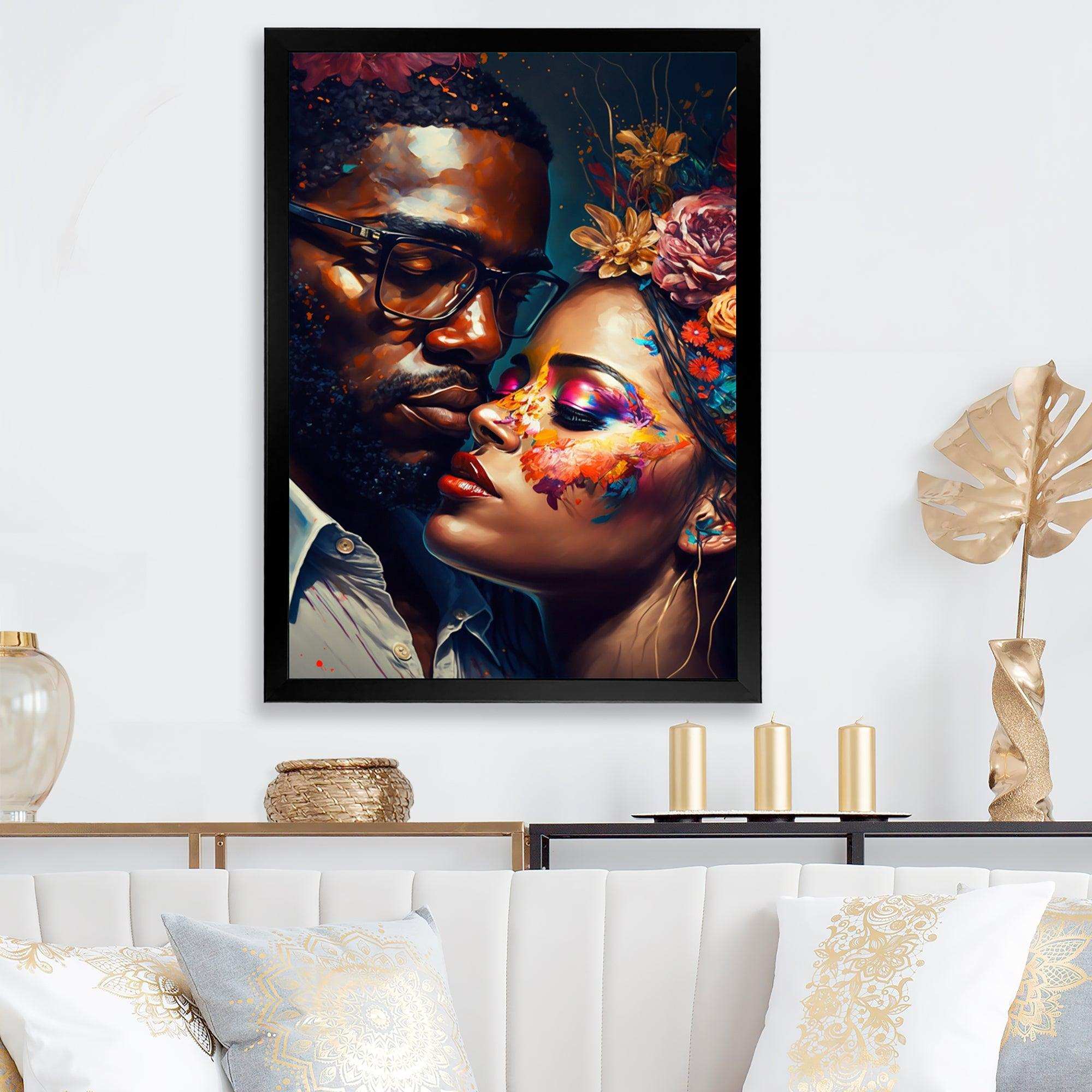 Loving Couple Kissing Floral Design III