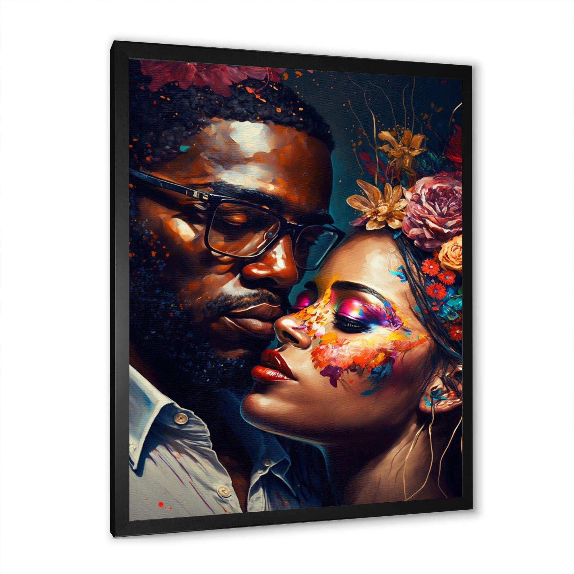 Loving Couple Kissing Floral Design III