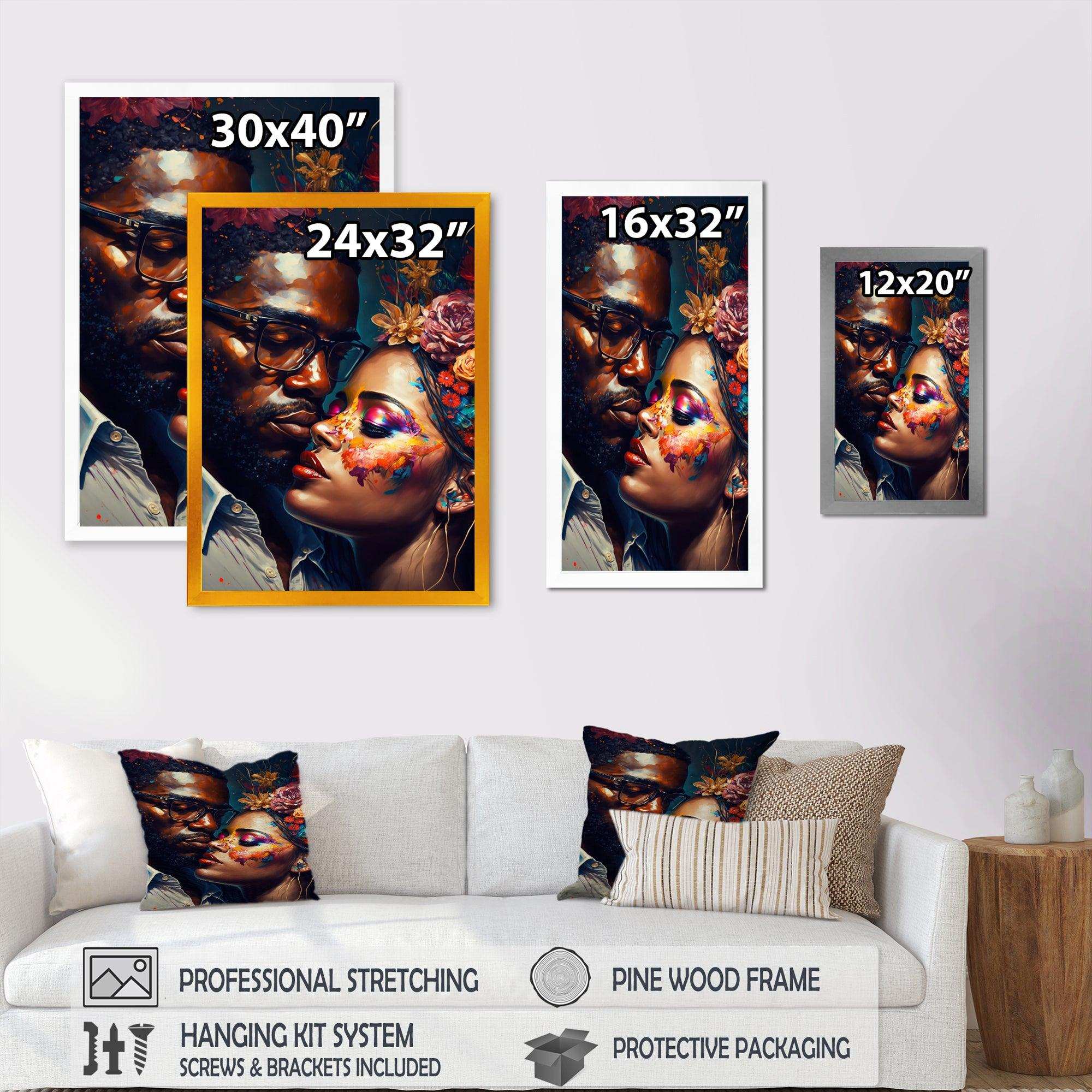 Loving Couple Kissing Floral Design III