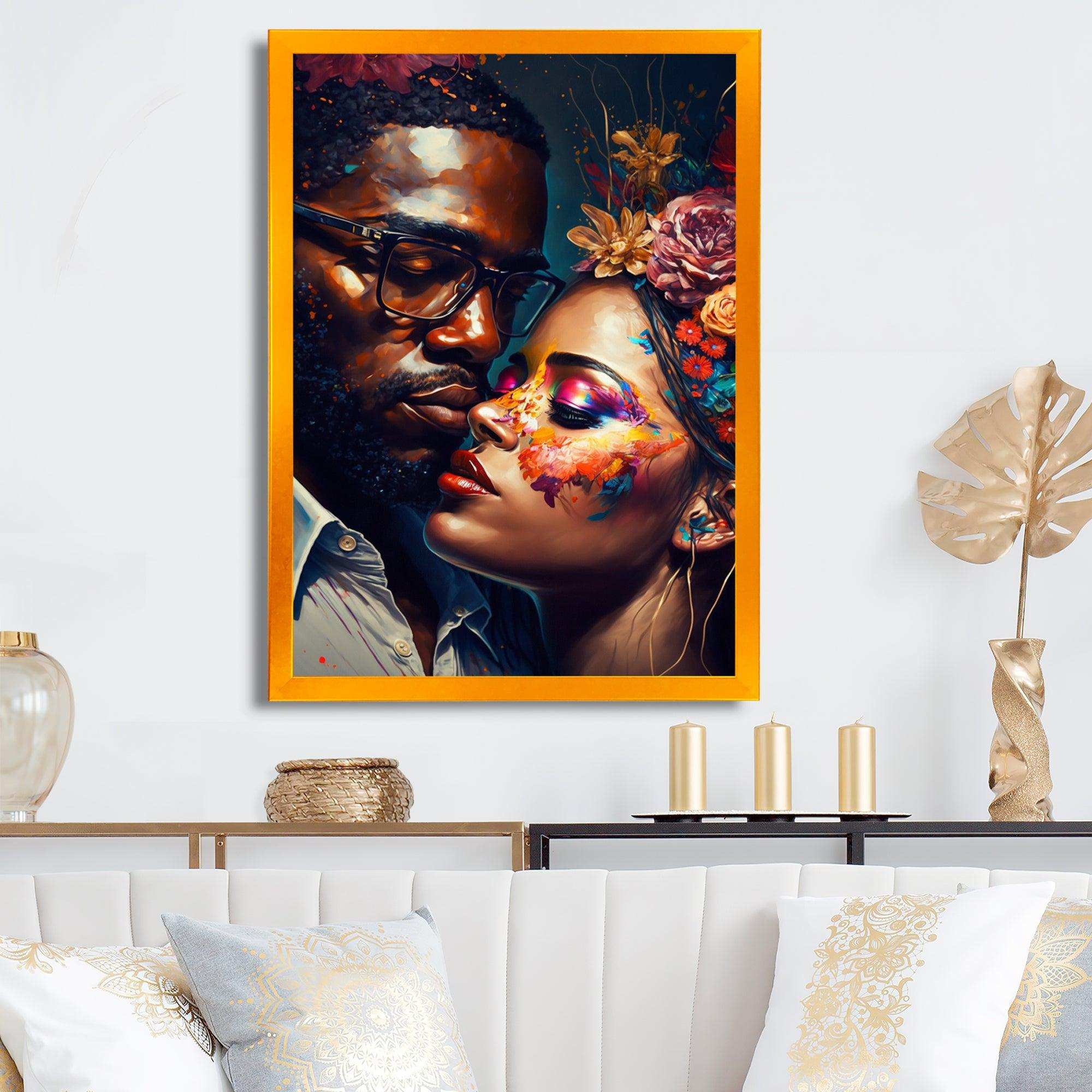 Loving Couple Kissing Floral Design III